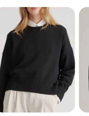 Quince Boyfriend Crewneck Navy Oversized Navy Sz XS NWT